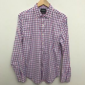 Bonobos Mens M Medium Tech Button Front Pink Plaid